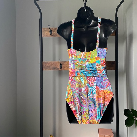 Bleu Rod Beattie Bohemian Paradise paisley High Neck Mio full coverage swimsuit - Picture 4 of 6